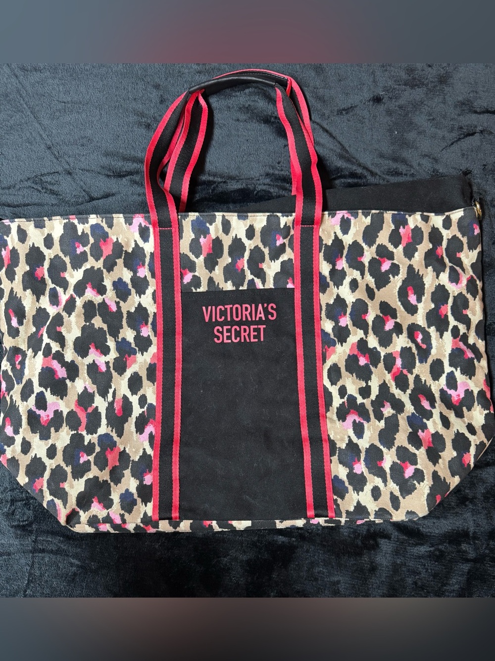 Victoria's Secret Large Leopard Tote with Pink Accents